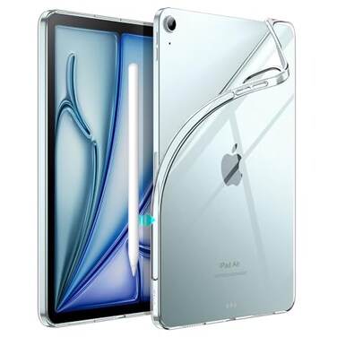 JETech Case for iPad Air 11Inch M4M3M2 202620252024 iPad Air 54 109Inch 20222020 Model Soft TPU Transparent Slim Shockproof Tablet Cover Support Pencil Pro2nd Charging Clear