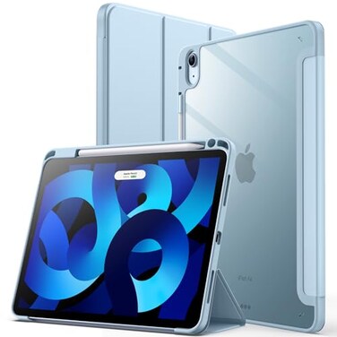 JETech Case ONLY for iPad Air 11Inch M4M3M2 202620252024 iPad Air 54 20222020 5th4th with Pencil Holder Clear Transparent Back Slim Stand Shockproof Tablet Cover Sky Blue