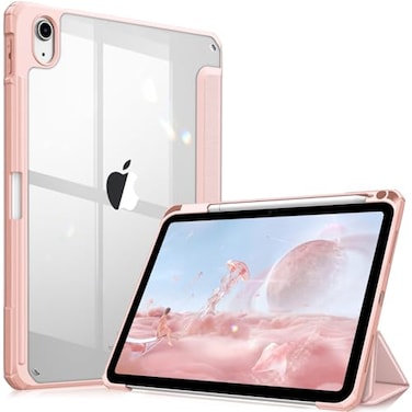 Fintie Hybrid Slim Case for iPad A16 11th Generation 11 Inch 2025 iPad 10th Generation 109 Inch 2022 Shockproof Cover with Clear Transparent Back Shell Pencil Holder Rose Gold