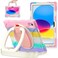 BKOUNCTK for iPad A16 11th10th Generation Case 20252022 11109Heavy Sturdy Shockproof Kids Case with Screen ProtectorRotating StandPencil HolderShoulder Strap Colourful Pink