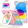 BKOUNCTK for iPad A16 11th10th Generation Case 20252022 11109Heavy Sturdy Shockproof Kids Case with Screen ProtectorRotating StandPencil HolderShoulder Strap Colourful Pink