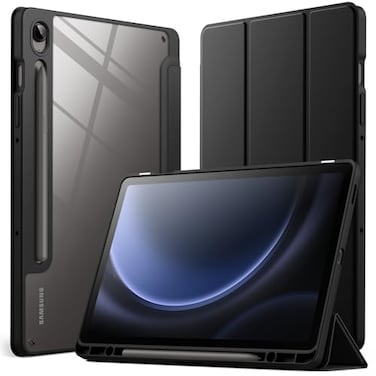 JETech Case for Samsung Galaxy Tab S10 Lite S10 FE S9 FE 109Inch with S Pen Holder Clear Transparent Hard PC Back Protective TriFold Stand Tablet Cover Auto WakeSleep Black