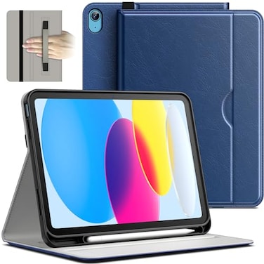 JETech Case for iPad A16 11th10th Generation 20252022 PU Leather Business Folio Protective Tablet Cover with Pencil Holder Pocket MultiAngle Viewing Navy