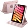 JETech Rotating Case for iPad mini A17 Pro 2024 Model 7th Generation mini 6 2021 Model 6th Generation with Pencil Holder 360 Degree Rotation Protective Stand Cover Clear Back Pink