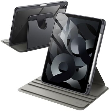 JETech Rotating Case ONLY for iPad Air 11Inch M4M3M2 202620252024 iPad Air 54 20222020 5th4th Generation 109Inch 360 Degree Rotation Protective Stand Cover Clear Back Space Gray