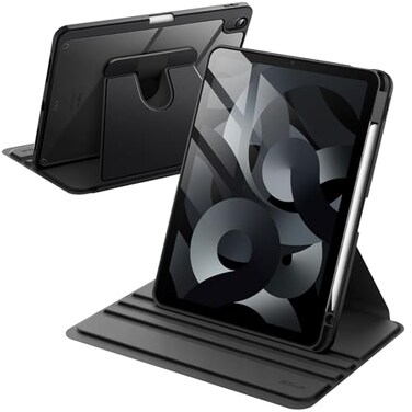 JETech Rotating Case ONLY for iPad Air 11Inch M4M3M2 202620252024 iPad Air 54 20222020 5th4th Generation 109Inch 360 Degree Rotation Protective Stand Cover Clear Back Black