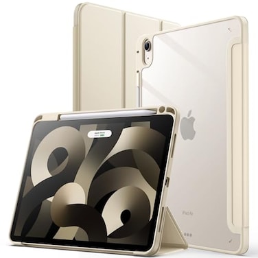 JETech Case ONLY for iPad Air 11Inch M4M3M2 202620252024 iPad Air 54 20222020 5th4th with Pencil Holder Clear Transparent Back Slim Stand Shockproof Tablet Cover Starlight