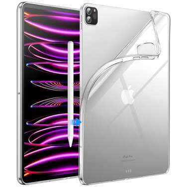 JETech Case for iPad Pro 129Inch 20222021 6th5th Generation Soft TPU Transparent Slim Shockproof Tablet Cover Support Pencil 2nd Charging Clear