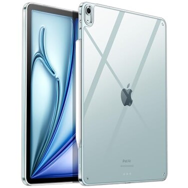 JETech Clear Case for iPad Air 13Inch M4M3M2 202620252024 AntiYellowing Transparent Shockproof Slim Tablet Back Cover with Hard PC Back and Soft TPU Bumper