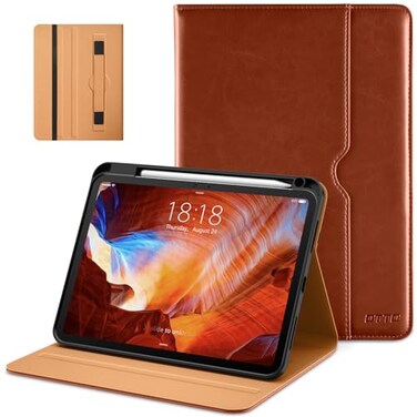 DTTO for iPad Pro 11 inch Case M5M4 20252024 Premium Leather Business Folio Stand Cover with Pencil Holder Auto WakeSleep and Multiple Viewing Angles Brown