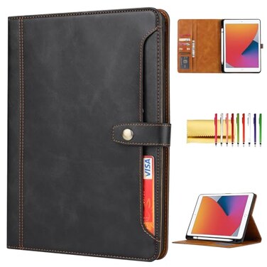 Techcircle Folio Case for iPad 6th 5th Gen 97inchiPad Air 2iPad Pro 97 TECHCIRCLE Vegan Leather Folding Stand Pencil Holder Soft TPU Back Shell Protective Smart Cover with Card Slots Pockets Black