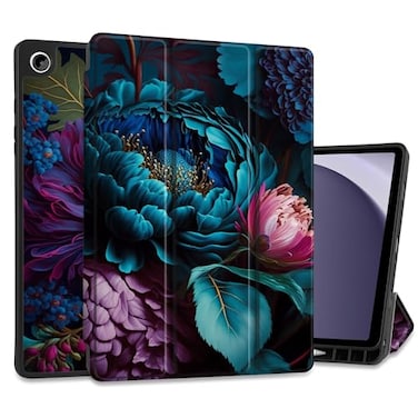 MEEgoodo Case for Samsung Galaxy Tab A9 Plus 11 inch Cover 2024 2023 with S Pen Holder A9 Smart Tablet Cases with Trifold StandSoft TPU Back ShellSmart Auto WakeSleep Beautiful Fantasy Flower