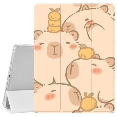 JOYLAND Cute Capybara Pattern Case for iPad Air 11 M4M3M2 202620252024iPad Air 5th4th Gen 109 Pencil Holder Clear Transparent Back Trifold Smart White Cover