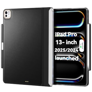 Matekxy Magic Keyboard Compatible Case for iPad Pro 13 inch M4M5 20242025 Cover with Apple Pencil Holder for Smart MagicKeyboard Folio Slim Durability Keyboard Not Included Black Delicate Leather