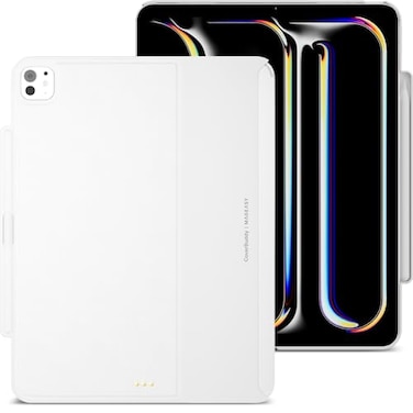 MAGEASY CoverBuddy iPad Case that Fits Magic Keyboard for iPad Pro 13 M5 2025 M4 2024 Magic Keyboard Compatible iPad case with Graphene Heat Dissipation Pencil Holder Leather White 505