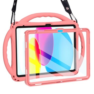 TOPESCT Kids Case for 11 iPad A16 11th Gen 2025109 iPad 10th Gen 2022 Made of KidFriendly Silicone with Builtin Screen Protector Shockproof Handle Stand Case Pink
