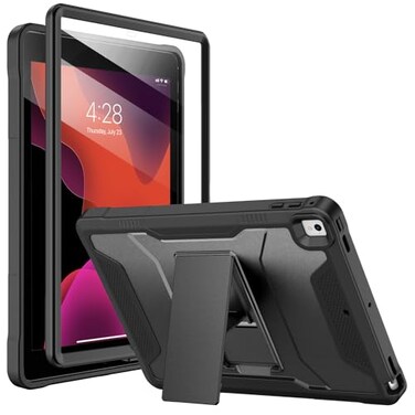 Soke Case for iPad 6th5th Generation 97 Inch 20182017with Builtin Screen Protector and Kickstand Rugged FullBody Heavy Duty Protective Cover for Apple iPad Air 2 Pro 97 Black