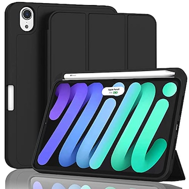 ZryXal for iPad Mini 7 Case A17 Pro 2024iPad Mini 6 Case 2021 83 Inch with Pencil Holder iPad Mini 7th6th Generation Case with Soft TPU Back and Auto SleepWake Black