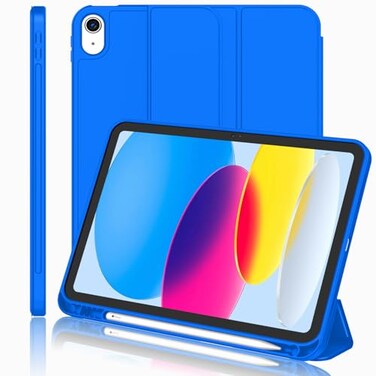 iMieet iPad A16 Case 11th GeniPad 10th Generation Case 11Inch 2025109 Inch 2022 with Pencil Holder Trifold Stand Smart Cover with Soft TPU BackAuto WakeSleepMedium Blue