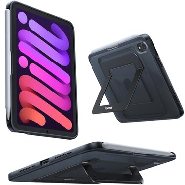 TORRAS Ostand K1 Guardian for iPad mini 7 A17 Pro Case iPad mini 6 Case with Pencil Holder Ultra Stable Stand Multiple Adjustable Viewing Angles Slim Protective Kickstand iPad mini Case Black