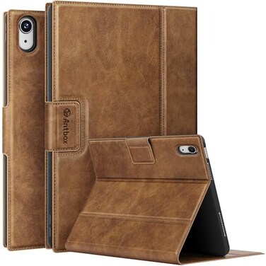 Antbox Case for iPad A16 11th 11 10th Generation 109 High Grade SkinTouch Vegan Leather with Builtin Pencil Holder Auto SleepWake Function Tan