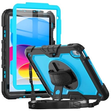 Herize Case Compatible with iPad A16 11th 10th Generation 20252022 with Screen Protector Pencil Holder ThreeLayer Rugged Shockproof Case WStand Hand Strap Shoulder Strap