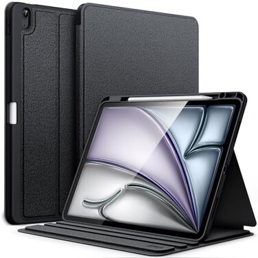 JETech Case for iPad Air 13Inch M4M3M2 202620252024 with Pencil Holder Slim Folio Stand Protective Tablet Cover MultiAngle Viewing Auto WakeSleep Black