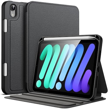 JETech Case for iPad mini A17 Pro 2024 Model 7th Mini 6 2021 Model 6th with Pencil Holder Slim Folio Stand Protective Tablet Cover MultiAngle Viewing Black