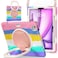 Batianda Case for iPad Air 13 inch 2025 M3 2024 M2 Chip Heavy Duty Rugged Durability Silicone Tablet Cover with 360 Rotating Ring Foldable Kickstand Shoulder Strap Colorful Pink