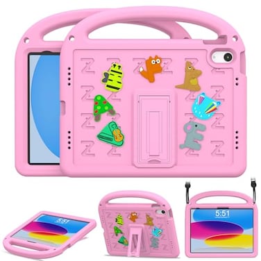 AGROMI Kids Case for iPadA16 11th Generation 11 Inch 2025iPad 10th Generation 109 Inch 2022 with AntiSlip HandleFoldable StandShoulder Strap Shockproof Kids iPad 11th10th Gen Case Pink