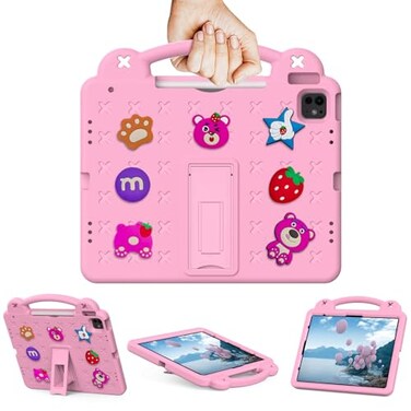 UUcovers Kids Case for iPad Air 13 inch M3 2025M2 2024 iPad Pro 13 inch M4 2024 iPad Pro 129 inch Cover 6th5th4th3rd Generation 2022202120202018 with StandPencil HolderHandle Pink
