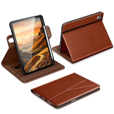 DTTO for iPad A16 Case iPad 11th 10th Generation Case 20252022 360 Degree Rotating Premium Leather Folio Stand Cover with Pencil Holder Brown