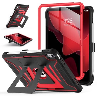 Soke Case for iPad A16 11th Generation 11Inch 2025 10th Generation 109Inch 2022 with Screen Protector and MultiAngle Kickstand Rugged Full Body Heavy Duty Protective Cover Black Red