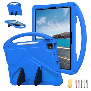 UUcovers for iPad Pro 129 inch Kids Case 6th5th4th3rd Generation 2022202120202018 with KickstandPencil HolderHandle Stand Lightweight Soft EVA Shockproof Heavy Duty Protective Cover Blue