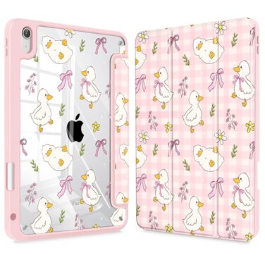 Lepeoac Case for iPad 11 inch A16 2025 Generation 11th iPad 109 inch 2022 10th Gen Buit in Pencil Holder with Shockproof Cover Clear Transparent Back Shell Auto WakeSleep Duck Bow