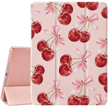 MAYCARICute Cherry Bows Case for Ipad 9Th8Th7Th Generation102 Inch Kawaii Girly Bowknot Cover for Ipad 202120202019 Pretty Aesthetic Cover with Pencil Holder Silicone Shockproof Case