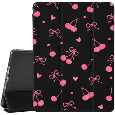 MAYCARI Pink Heart Bow Cherry Case for 109 Inch Ipad 10Th Cute Unique Design Cover for Ipad Auto SleepWake AntiSlip Shockproof Leather Soft TPU Back Case with Pencil HolderGirl Women