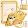 UUcovers Kids Case for iPad mini 7 A17 Pro 2024 iPad mini 6 2021 83 with Pencil HolderShoulder Strap 360 Rotating Ring HandleStand Soft Cover for iPad mini 7th6th Generation Yellow Cat
