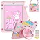 UUcovers Kids Case for iPad 6th5th Generation iPad 97 inch Case 20182017 iPad Air 1 360 Rotating Handle Stand Cute Kawaii Soft Silicone Cover with Pencil HolderShoulder Strap Pink Unicorn