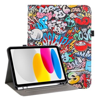 Vakarey for iPad A16 Case 11 Inch 2025Cover for iPad 10th 11th Generation Case with Pencil HolderGraffiti