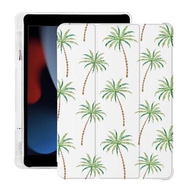 LuminousGuard Cute Palm Tree Beach for iPad A16 11th Generation Case 11 Inch 2025 for iPad 10th Generation Case 109 Inch 2022 with Pencil Holder Auto SleepWake Leather Soft TPU Back Cover