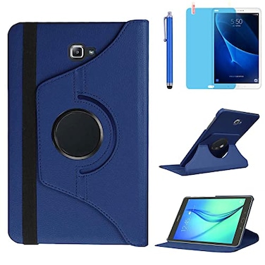 R.SHENGTE Case for Samsung Galaxy Tab A 101 inch 2016 SMT580 T585 T587 360 Degree Rotating Stand Case Smart Protective Coverwith Stylus PenScreen Film Deep Blue