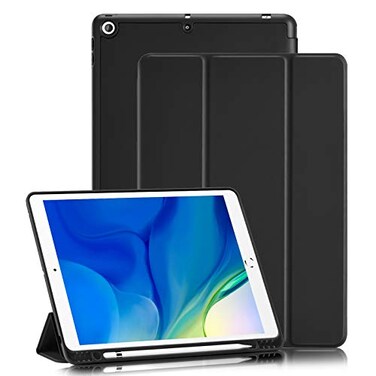 GHINL for iPad 9th8th7th Generation Case 202120202019 iPad 102Inch Case with Pencil Holder SleepWake Slim Soft TPU Back Smart Magnetic Stand Protective Cover CasesBlack