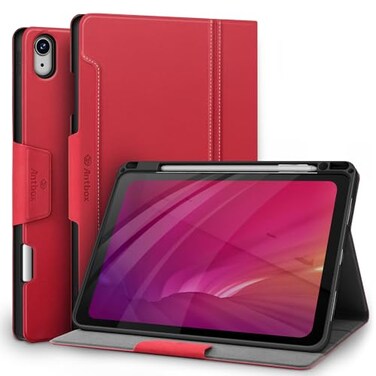 Antbox Case for iPad Air 11inch M4M3M2 202620252024 iPad Air 5th4th Generation 109 Vegan Leather with Pencil Holder Typing Angle Auto SleepWake MutiStand Red