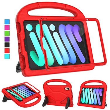 MOXOTEK Kids Case for iPad mini 7 A17 Pro 2024 Mini 6 2021 iPad mini 7th6th Generation Case with Screen Protector Durable Shockproof Handle Stand Protective Cover for iPad 83 Inch Red
