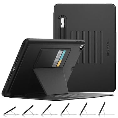 SEYMAC stock Case for iPad 9th8th7th Generation 102 FullBody Drop ProtectionStitched Slim Pencil SleeveStrong Magnetic Auto Sleep Case Absorbing MultiAngles Stand Card Slot Black