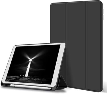 kenke Case for iPad 9th8th7th Generation 102 inch Slim Lightweight Trifold Stand Smart Case with Pencil Holder Auto SleepWake Soft TPU Back Cover for iPad 102 202120202019 Black