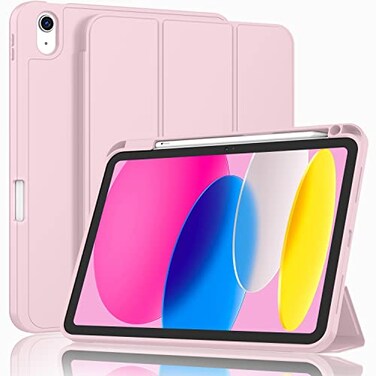 ZryXal iPad A16 CaseiPad 10th Generation Case 11Inch 2025109 Inch 2022 with Pencil Holder Smart Cover with Soft TPU Back Support Auto WakeSleep Pink