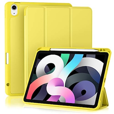 Akkerds Compatible with iPad Air 11 Inch Case 7th6th Generation M3M2 20252024 for iPad Air 5th4th Generation Case 109 Inch 20222020 with Pencil HolderAuto SleepWake Yellow