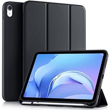Akkerds Compatible with iPad A16 11th Generation Case 11 Inch 2025 for iPad 10th Generation Case 109 Inch 2022 with Pencil Holder Slim Trifold Stand Protective Cover with Soft TPU Back Black